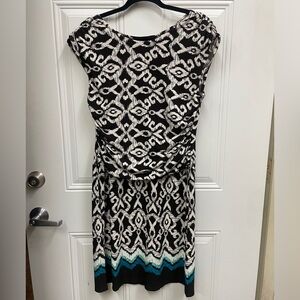 En Focus chocolate teal dress sz 14P nwot